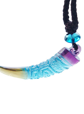 古法琉璃蓝色原创设计风月亮吊坠