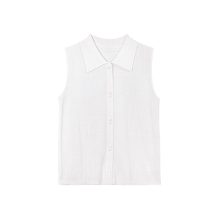 大洪洪【万能叠搭】秋款无袖针织翻领内搭马甲打底绵羊毛背心衬衫