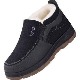 老北京布鞋男款棉鞋冬季保暖羊毛加绒加厚防滑新款中老年人爸爸鞋