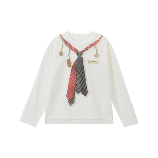 布丁哈鲁春装女童童装洋气上衣2026春季新款儿童设计感印花T恤