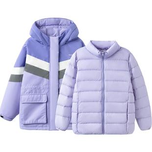 巴拉巴拉儿童羽绒服女童冬装加厚保暖外套防护2025新款两件套上衣