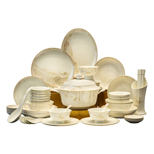 碗家用2026新款高颜值餐具套装景德镇陶瓷轻奢骨瓷碗盘碟子筷乔迁