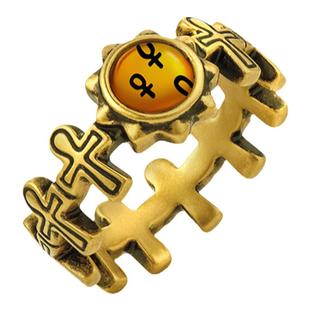 MONOLOGUE独白流金古埃及黑金复古黄金琥珀安卡戒指MR1111新年礼