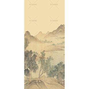 衣柜遮丑贴画复古山水装饰柜子贴纸高级感柜门翻新壁纸自粘加厚