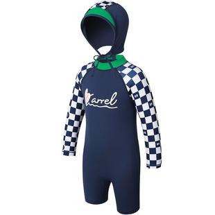 韩国BARREL儿童泳衣冲浪服男女宝小童连体游泳衣长袖带帽套装防晒