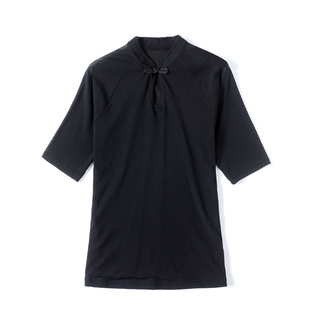 今年流行中式复古网纱打底衫上衣高贵气质国风旗袍领中袖t恤女夏