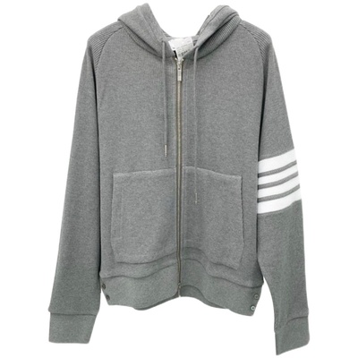 秋冬款TB华夫格碳灰纯棉连帽卫衣