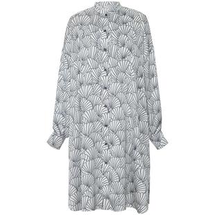 OBEG欧碧倩秋冬时尚气质印花衬衫女中长款连衣裙10421118