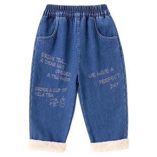 嘟嘟家女童牛仔裤冬款女宝裤子加绒宝宝休闲裤洋气儿童长裤冬装潮