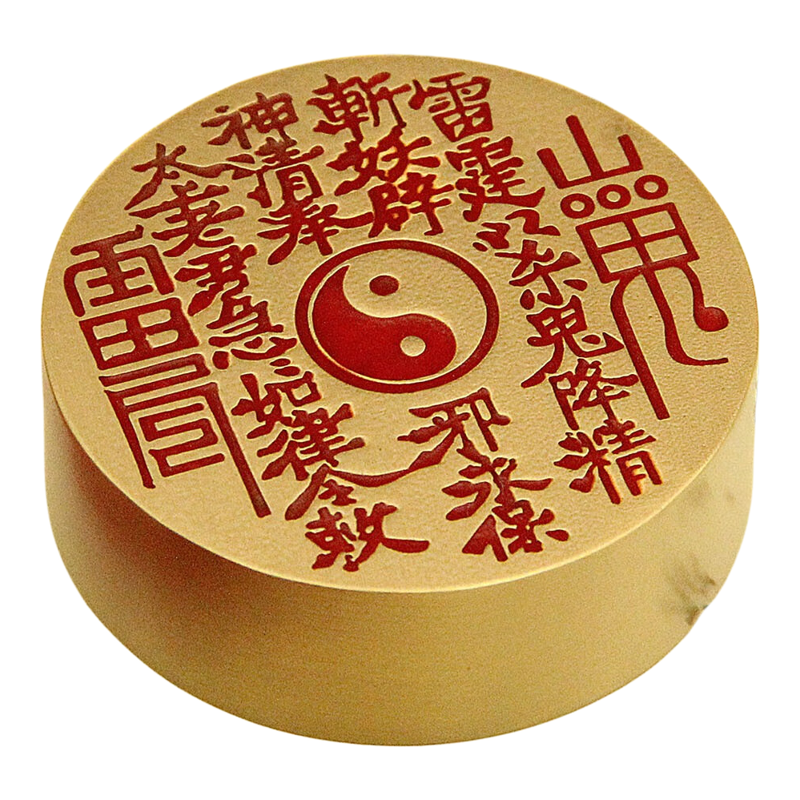 山鬼印圆形黄铜镇纸文房创意把件礼品书法用品压纸实心镇尺山