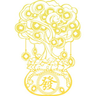 摇钱树摆件招财贴纸八方来财挂件发财树客厅旺宅办公室乔迁大小号