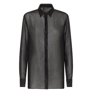 PHILIPP PLEIN 女士Lurex丝质长袖衬衫