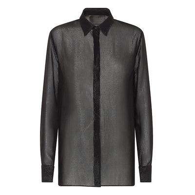 PHILIPP PLEIN 女士Lurex丝质长袖衬衫