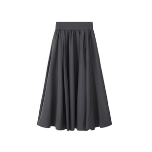 黑色西装百褶裙女春夏秋中长款收腹a字半身伞裙高腰休闲大摆长裙