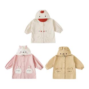 幼悠女童秋装宝宝卡通连帽外套风衣儿童时尚童装贴布刺绣防风长袖
