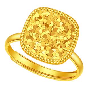 潮宏基IN+高光金黄金戒指足金戒圈爆闪碎碎冰轻奢高级感妇女节 卟