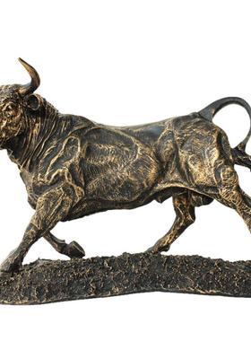 欧式风复古拓荒黄牛树脂工艺品