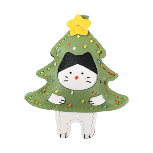 裁鱼手工diy材料包真皮圣诞树小猫咪钥匙扣包包挂件挂饰团建活动