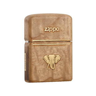 zippo打火机大象木质套壳镶嵌官方旗舰正版煤油防风男士收藏礼物