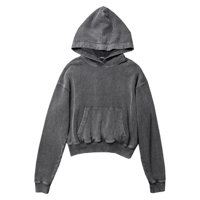 TANG TOWN自制INS爆火时髦率性水洗做旧废土风宽松连帽休闲短卫衣