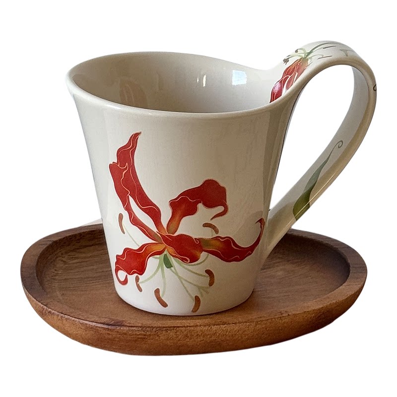 软棉中古风嘉兰流线大容量马克杯