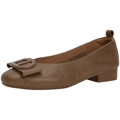 百田森头层牛皮软底单鞋