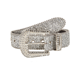 Brady&Melivette水钻皮带女ins风宽腰带针扣式时尚个性牛仔裤带