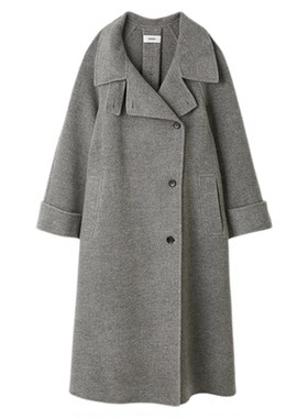 SNIDEL2025秋冬新品简约翻领双面呢羊毛大衣中长款外套SWFC255022