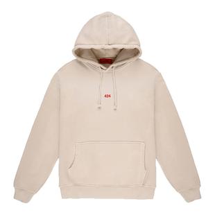 424 意大利产 水洗做旧磨白VTG古着小LOGO设计高街帽衫连帽卫衣