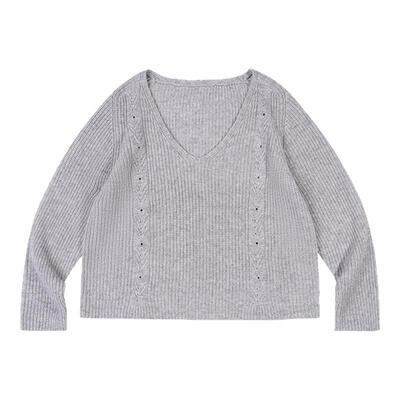 RAPPEYE百搭学院风宽松叠穿羊毛针织衫上衣男女同款镂空V领毛衣