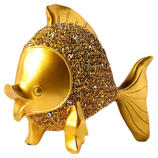 情侣富贵鱼工艺品摆件客厅书房办公玄关家居创意摆件节日高档礼品