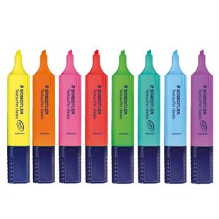 德国施德楼旗舰店364 荧光笔 标记记号笔粗划重点彩色银光笔糖果色学生用荧光笔STAEDTLER 喷墨文件可用 快干