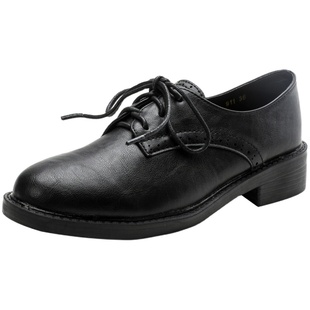 真皮英伦风小皮鞋女鞋2025春秋新款加绒黑豆豆鞋平底系带黑色单鞋