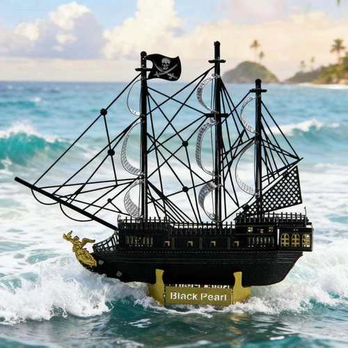 狂模黑珍珠号全金属不锈钢拼装拼图胶DIY免3D金属立体玩具模型