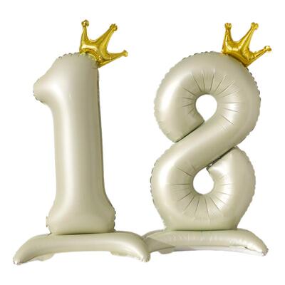 42寸奶油皇冠站立数字气球带底座