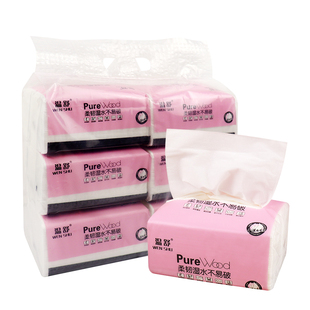 6包一提纸抽实惠4层350张擦手纸餐巾纸面巾纸卫生纸纸巾家用抽纸