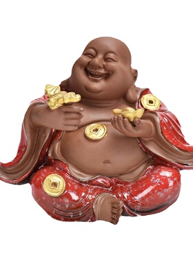 迦境精品陶瓷招财大肚弥勒摆件