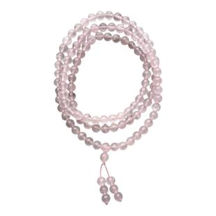 天然马粉水晶芙蓉石手串女手链6mm108颗佛珠毛衣项链旺夫石招桃花