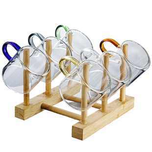 玻璃小茶杯套装6只2026新款家用带把防烫待客喝茶专用客杯品茗杯