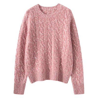 秋冬季~邓肯大肚花纱~圆领山羊绒衫女加厚麻花保暖针织毛衣打底衫