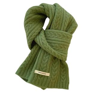 出口韩国~纯色麦穗羊绒围巾女冬季百搭学生情侣保暖针织羊毛围脖