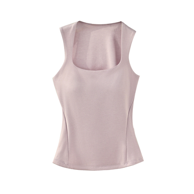 秋冬羊毛天丝保暖背心带胸垫