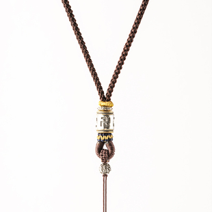 高档银镶铜转运珠吊坠挂绳手工编织男女万能扣观音佛貔貅项链绳子