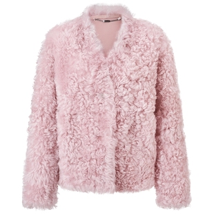 【奥莱】MAXRIENY精致优雅感羊毛皮草蔷薇粉外套