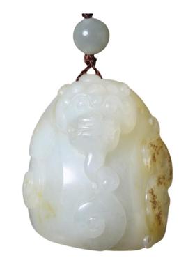 石上花开和田白玉籽料貔貅把件