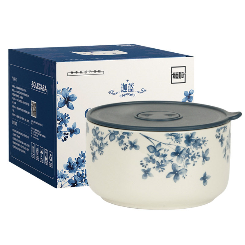 顺祥陶瓷食品级保鲜盒家用带盖子密封微波打包盒厨房收纳盒保鲜碗