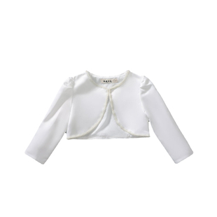 女童披肩短款小外套2020春儿童长袖白色公主披风花童礼服钉珠外搭