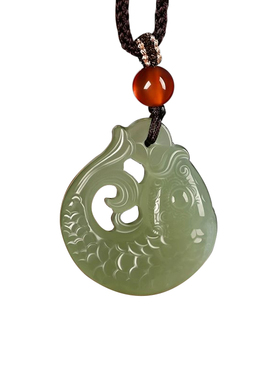 【已祝福】和田玉上岸锦鲤吊坠