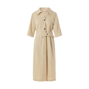 【吉娜同款】朗姿集团LIME莱茵复古风衣式连衣裙25夏收腰衬衫长裙