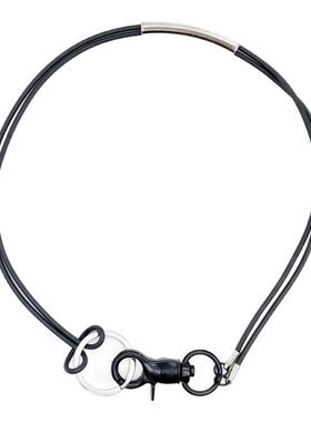 庄达菲黑色皮绳扣子圈环项链圈个性男女时尚潮流小众酷音乐节周边